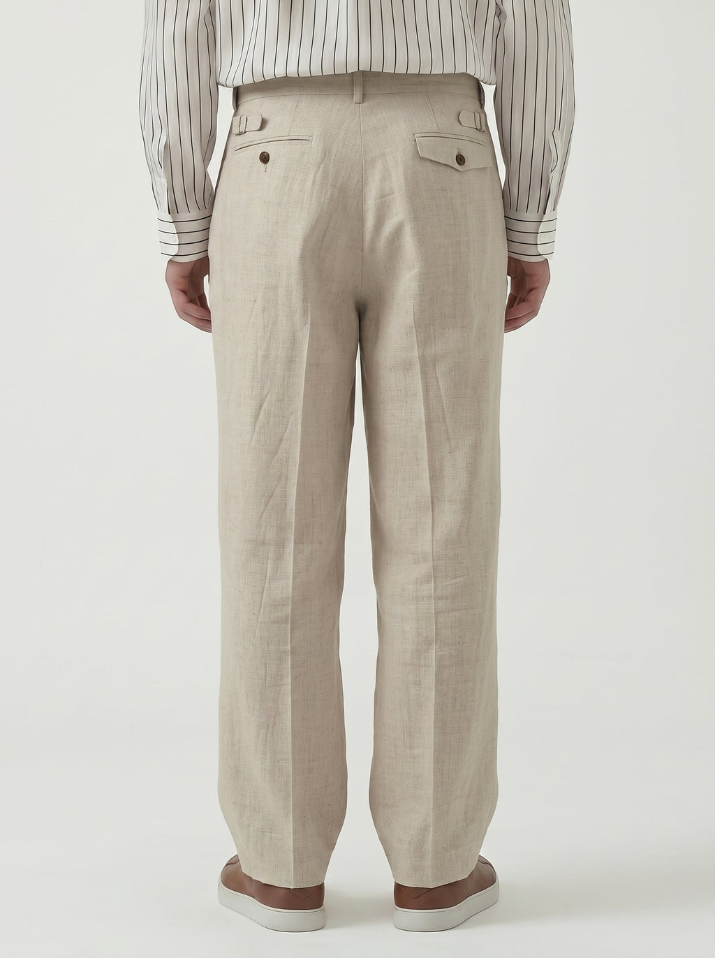 Aurelio Washed Linen Pleated Trousers