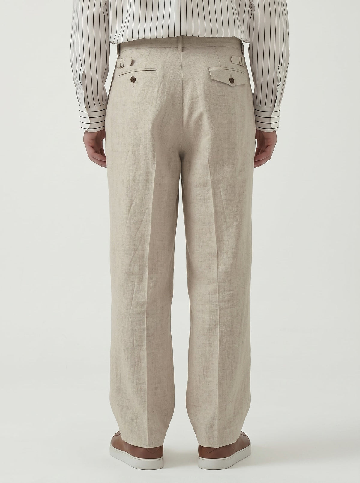 Aurelio Washed Linen Pleated Trousers