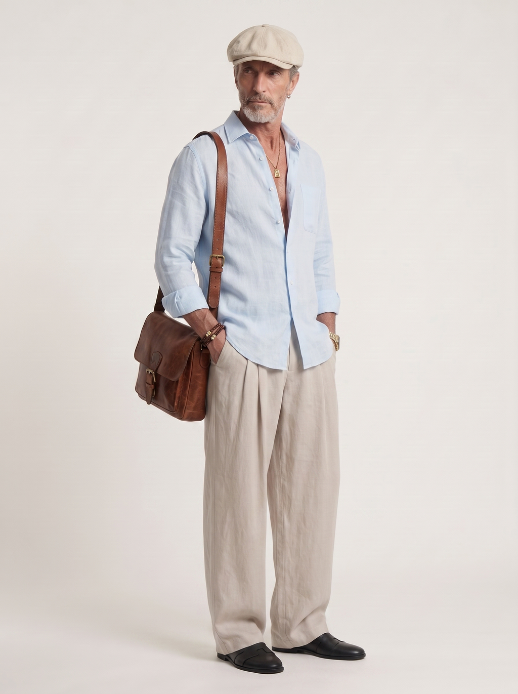 Étienne French Linen Shirt (Sky Blue)