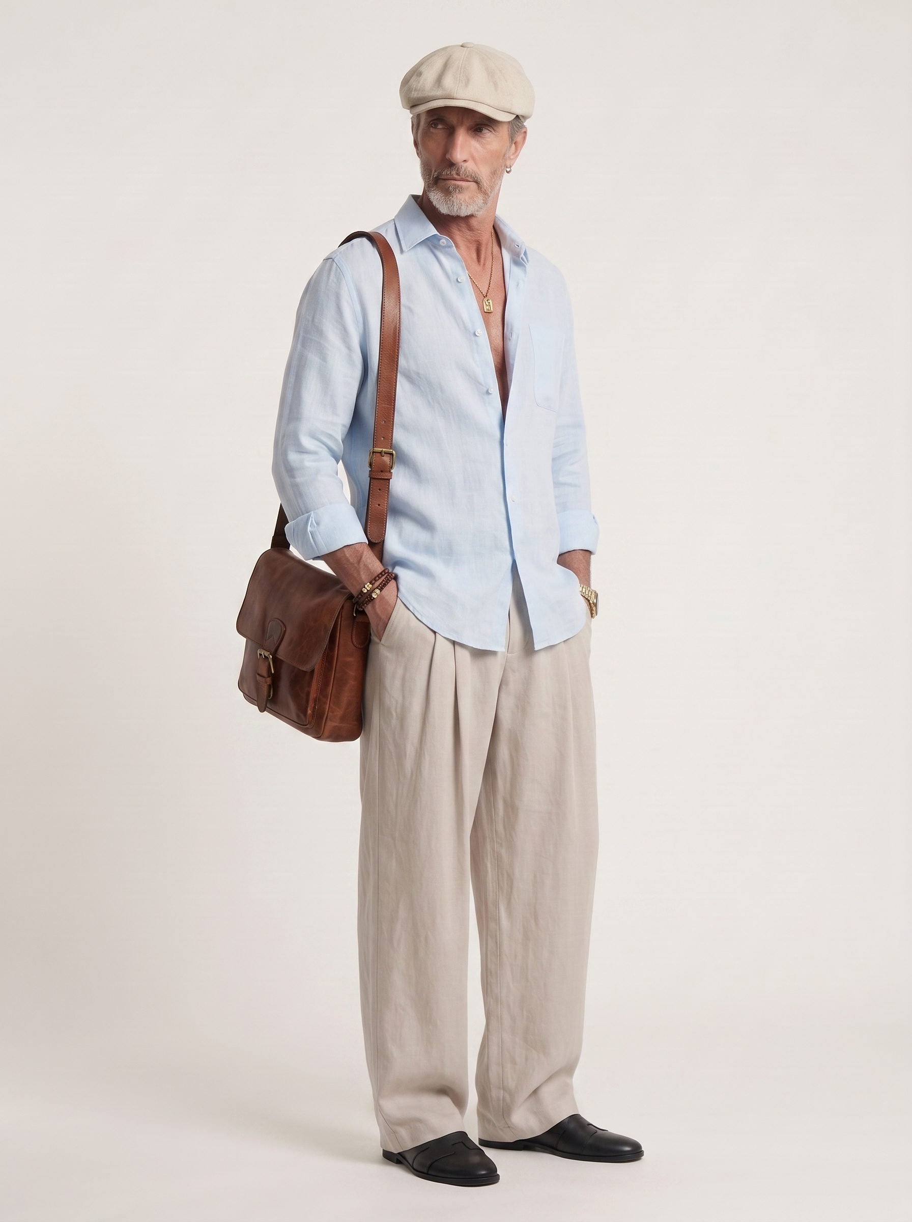Étienne French Linen Shirt (Sky Blue)