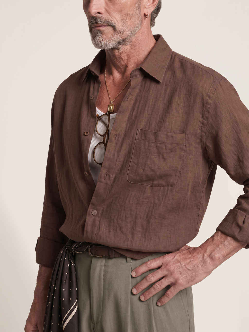 Étienne French Linen Shirt (Espresso Brown)