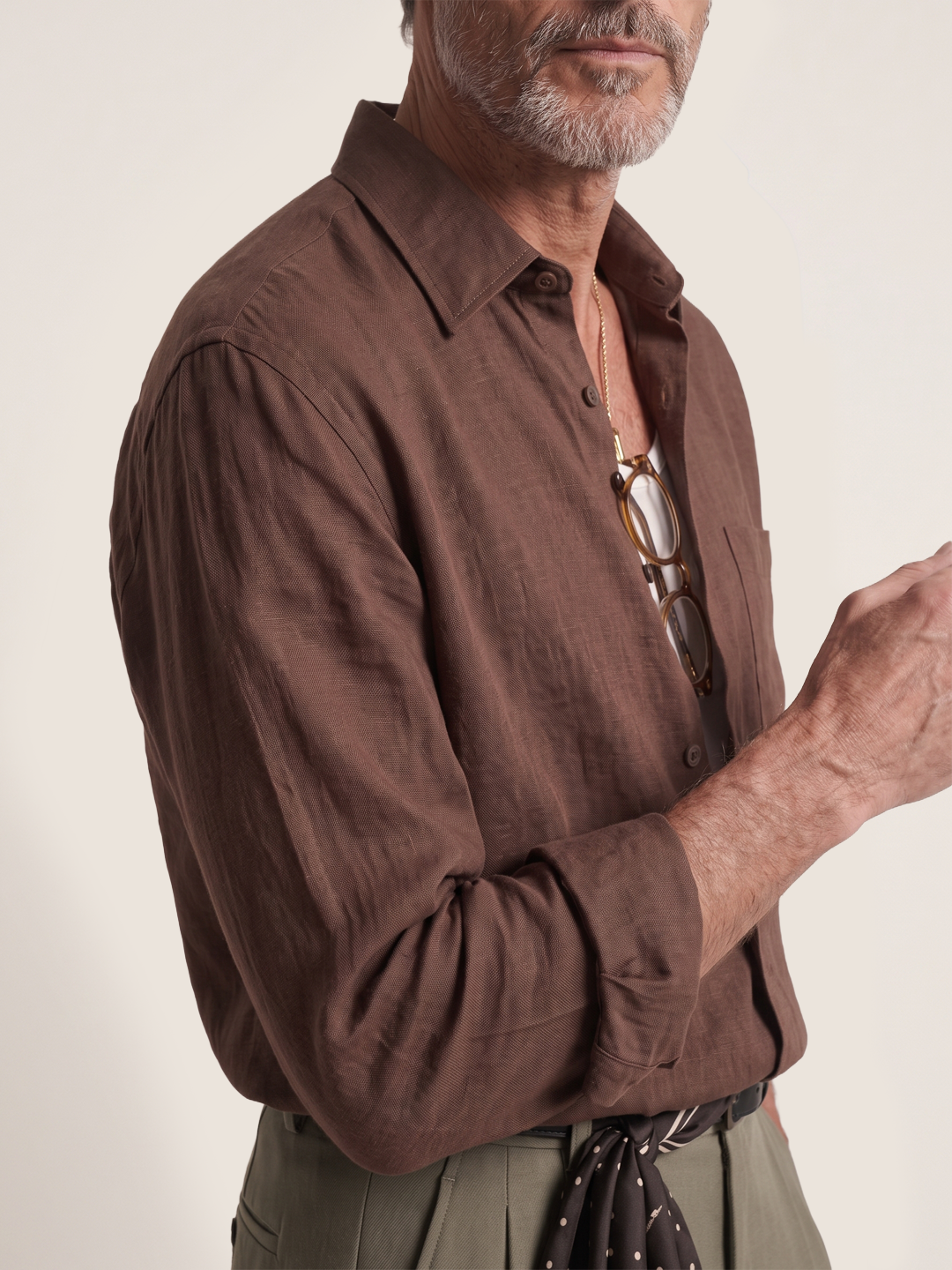 Étienne French Linen Shirt (Espresso Brown)