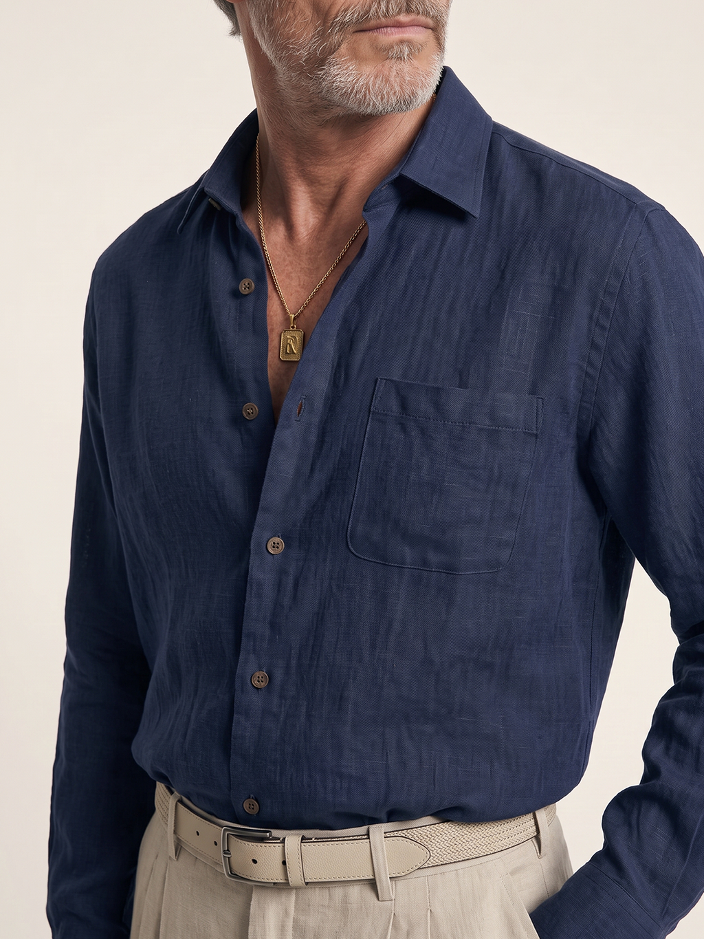 Étienne French Linen Shirt (Blue Navy)