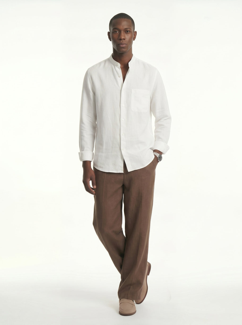 Lorenzo Linen-Cotton Drawstring Trousers