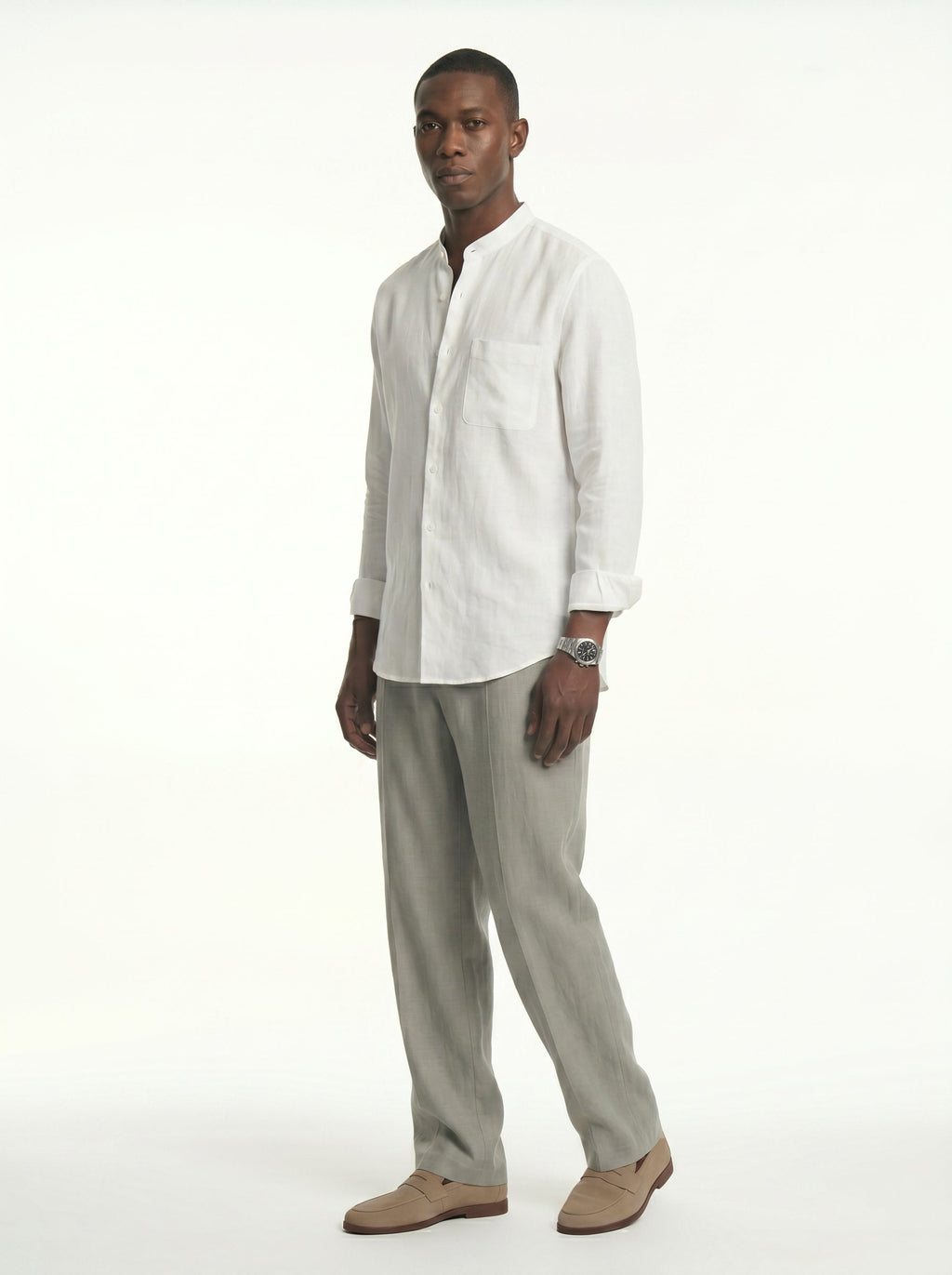 Lorenzo Linen-Cotton Drawstring Trousers