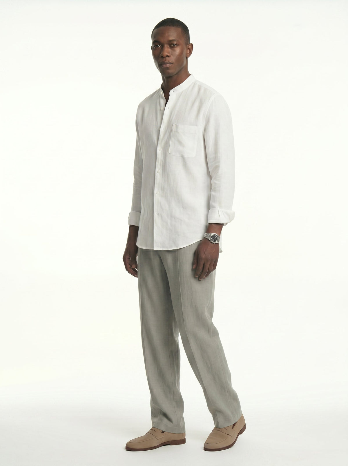 Lorenzo Linen-Cotton Drawstring Trousers