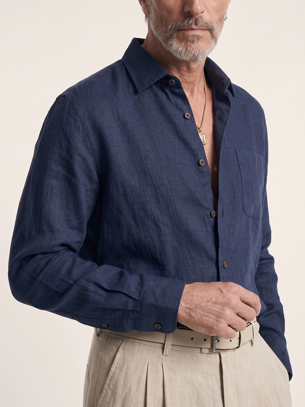 Étienne French Linen Shirt (Blue Navy)