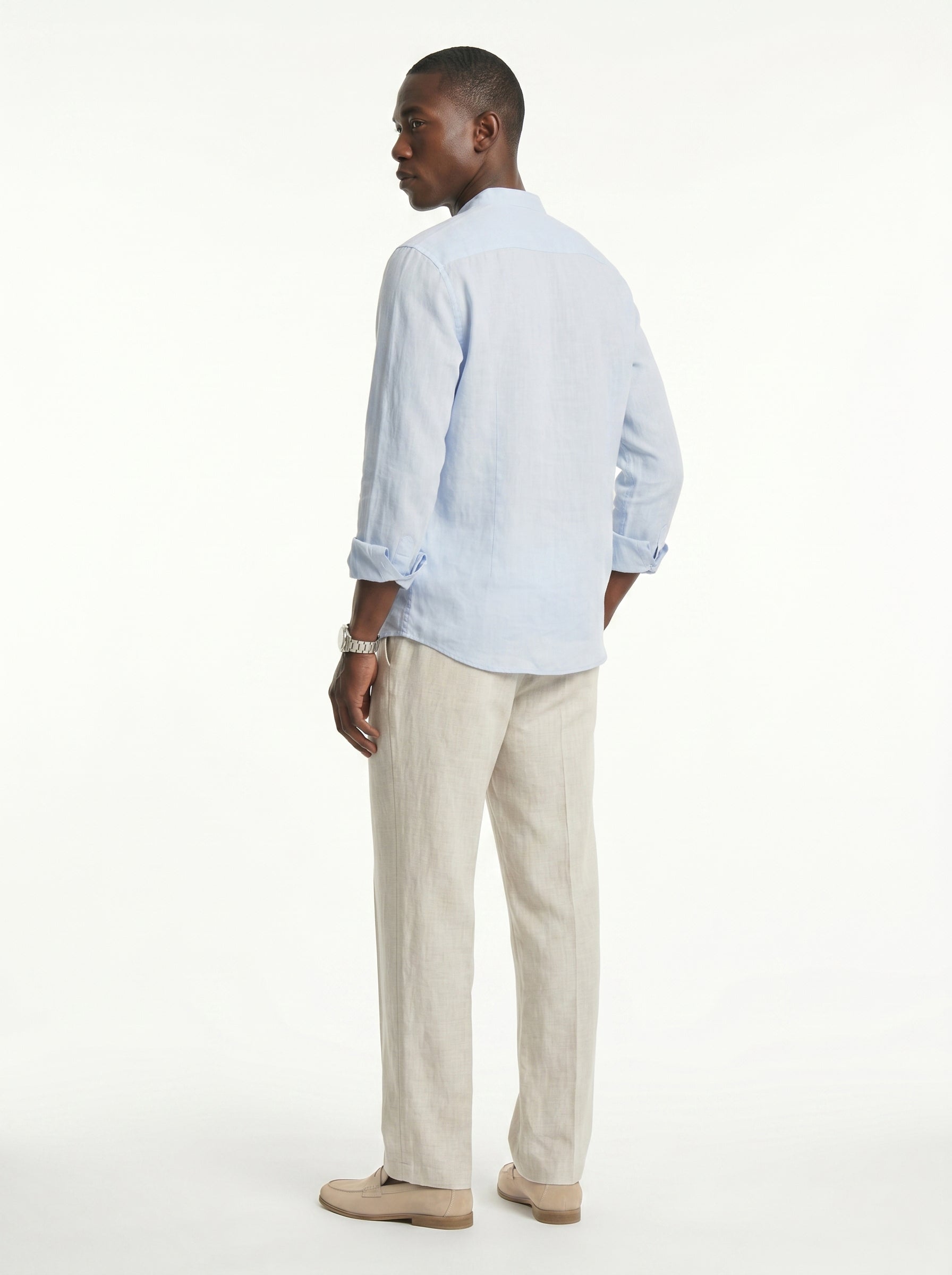 Lorenzo Linen-Cotton Drawstring Trousers