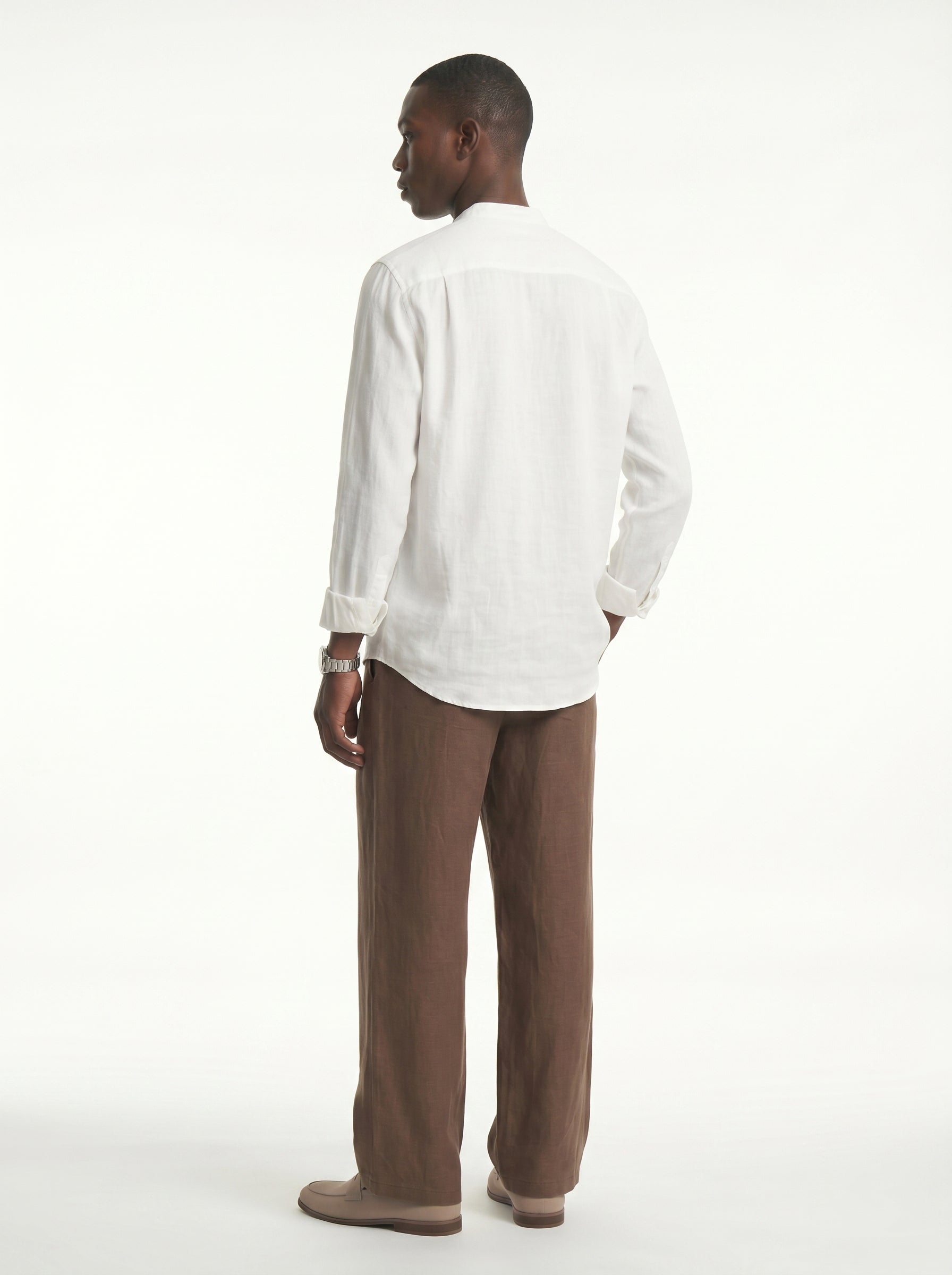 Lorenzo Linen-Cotton Drawstring Trousers