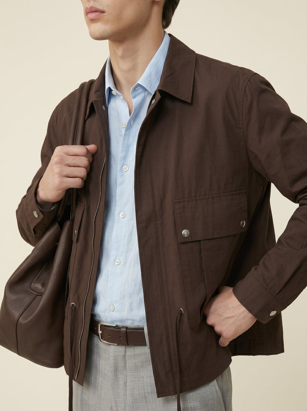 Matteo Viscose-Cotton Belted Track Jacket