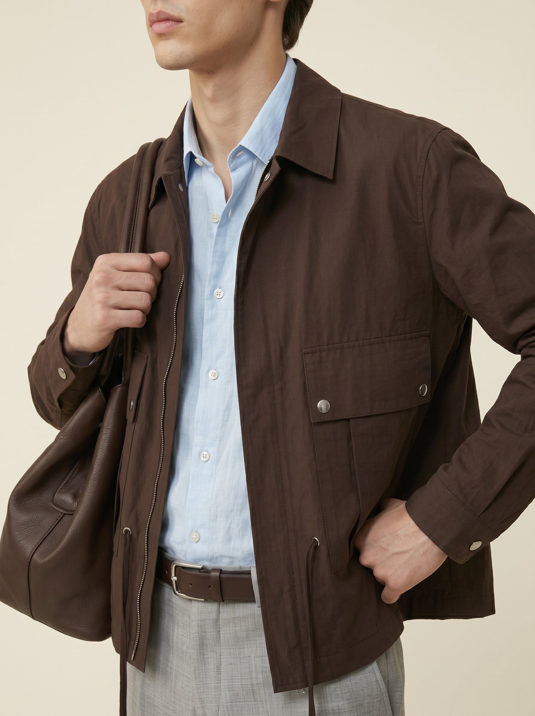 Matteo Viscose-Cotton Belted Track Jacket