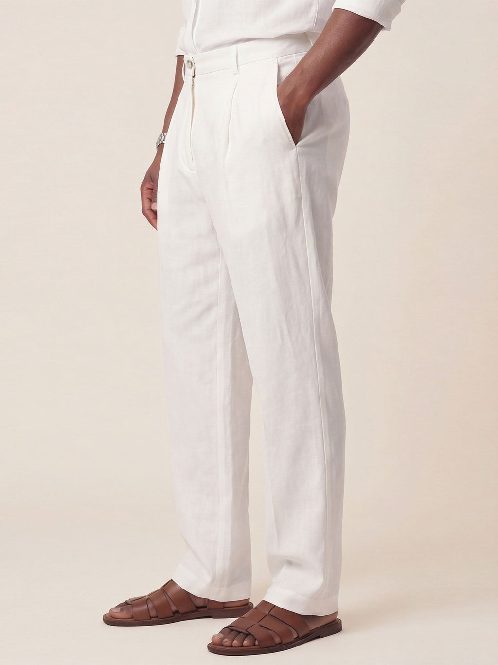 Alessio Linen-Viscose Pleated Trousers