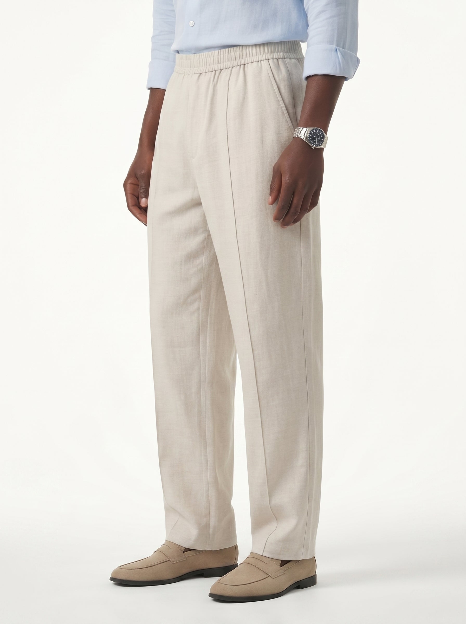 Lorenzo Linen-Cotton Drawstring Trousers