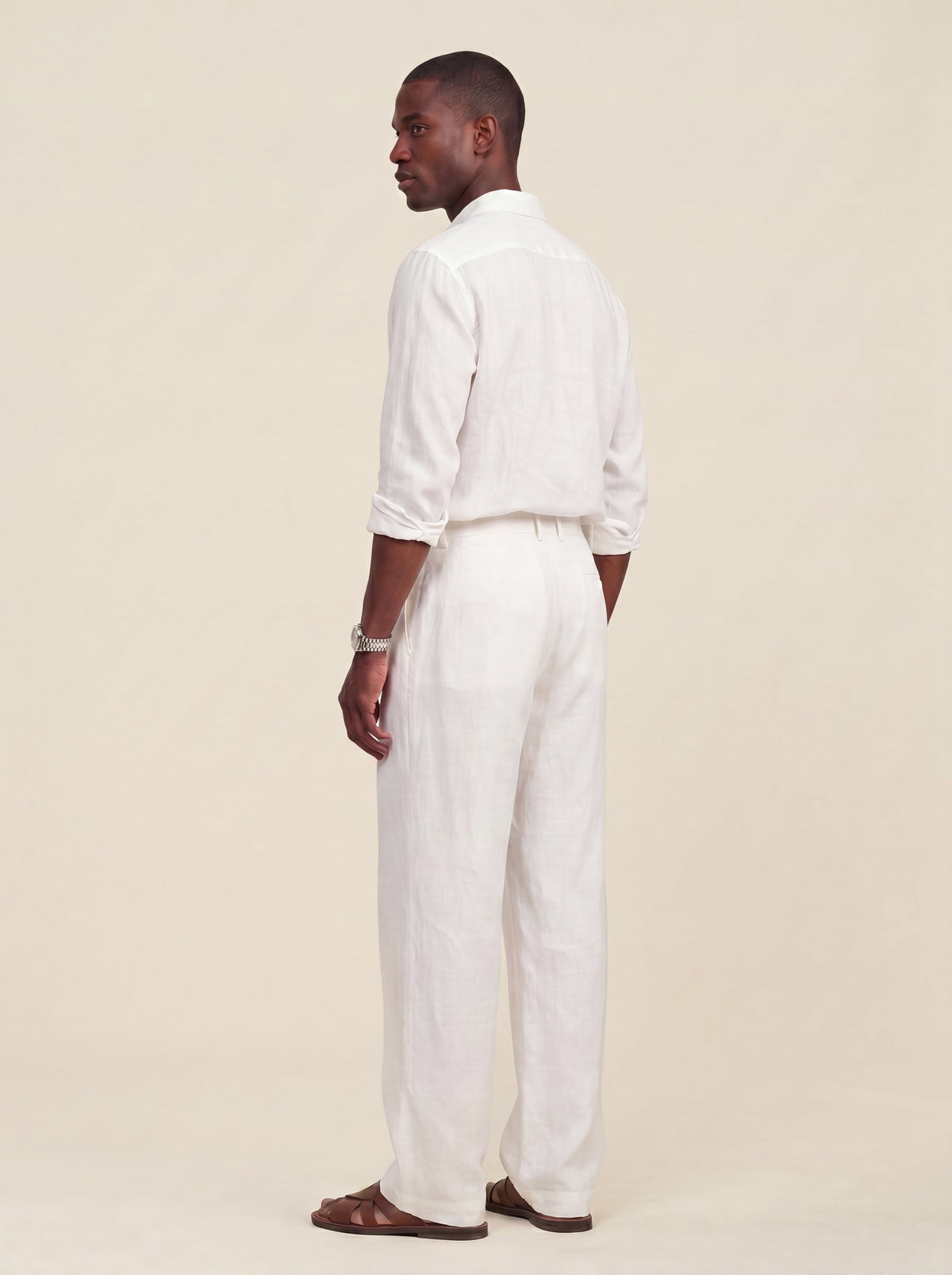 Alessio Linen-Viscose Pleated Trousers
