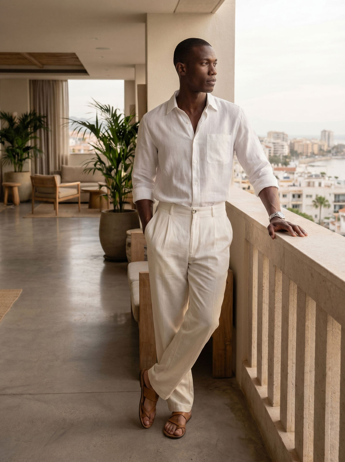 Alessio Linen-Viscose Pleated Trousers