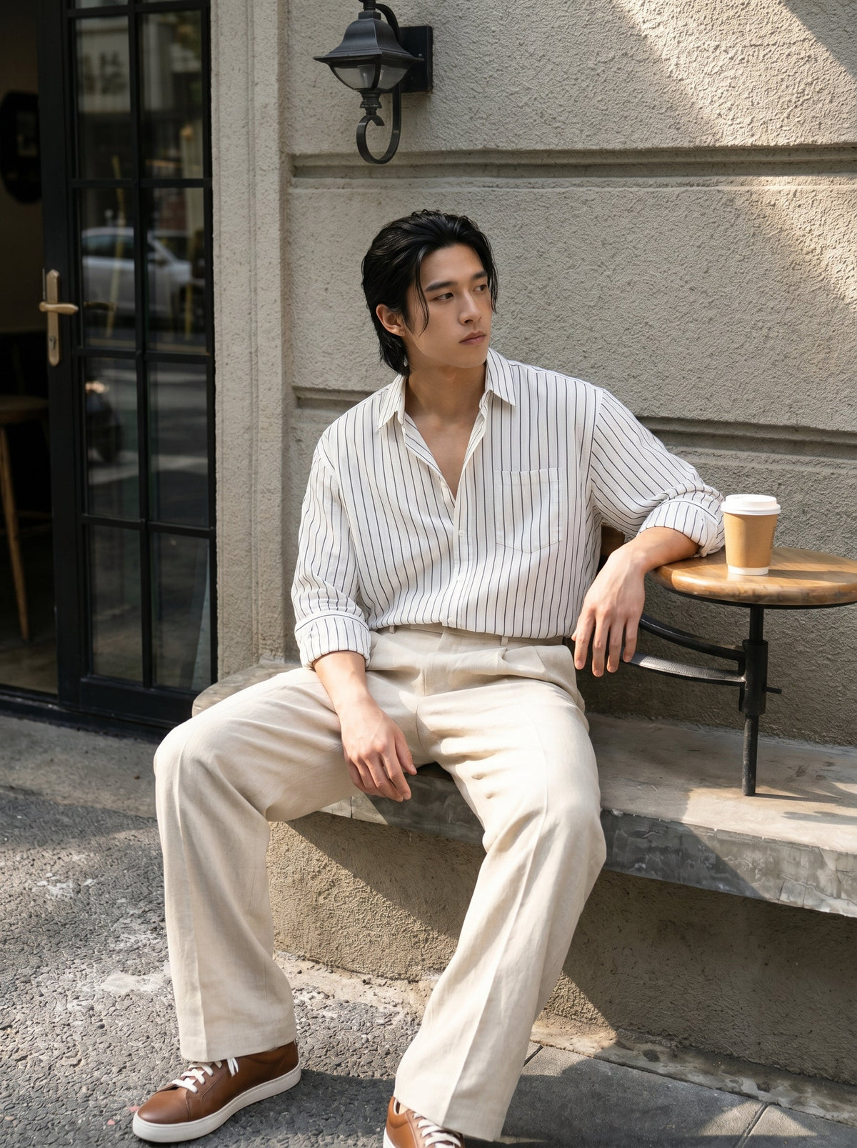 Aurelio Washed Linen Pleated Trousers