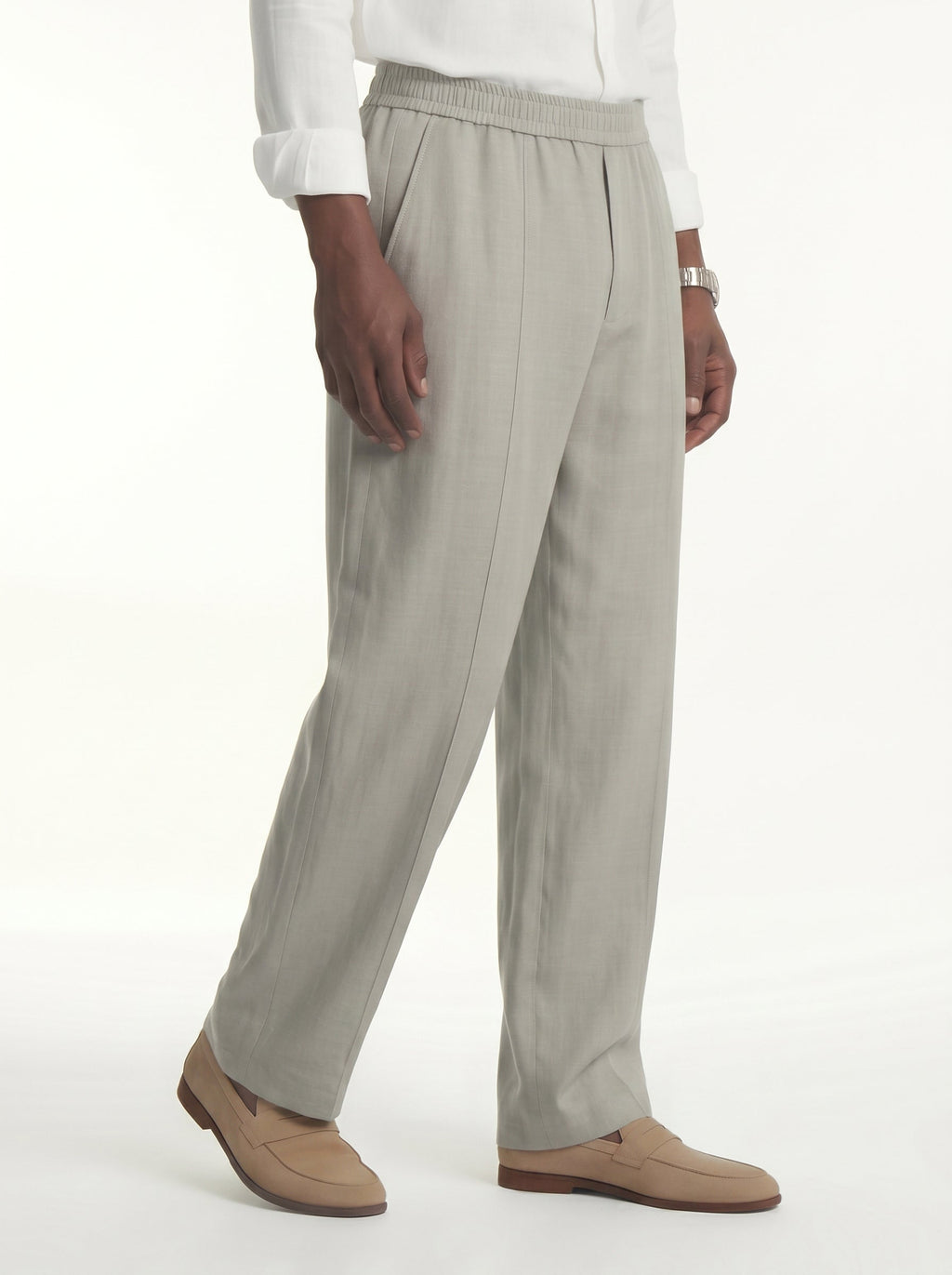 Lorenzo Linen-Cotton Drawstring Trousers