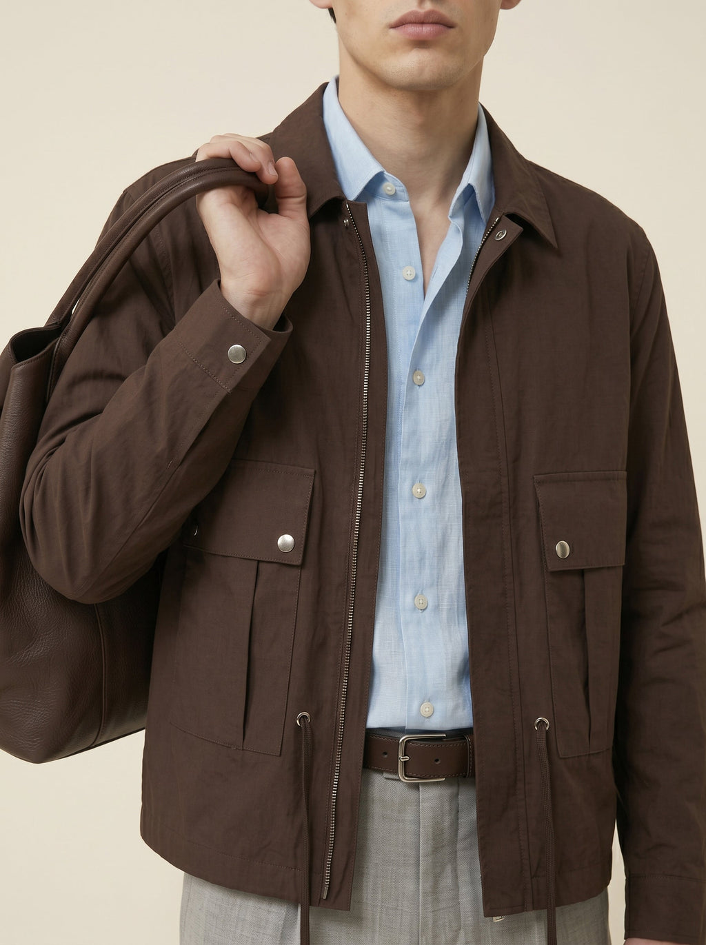 Matteo Viscose-Cotton Belted Track Jacket