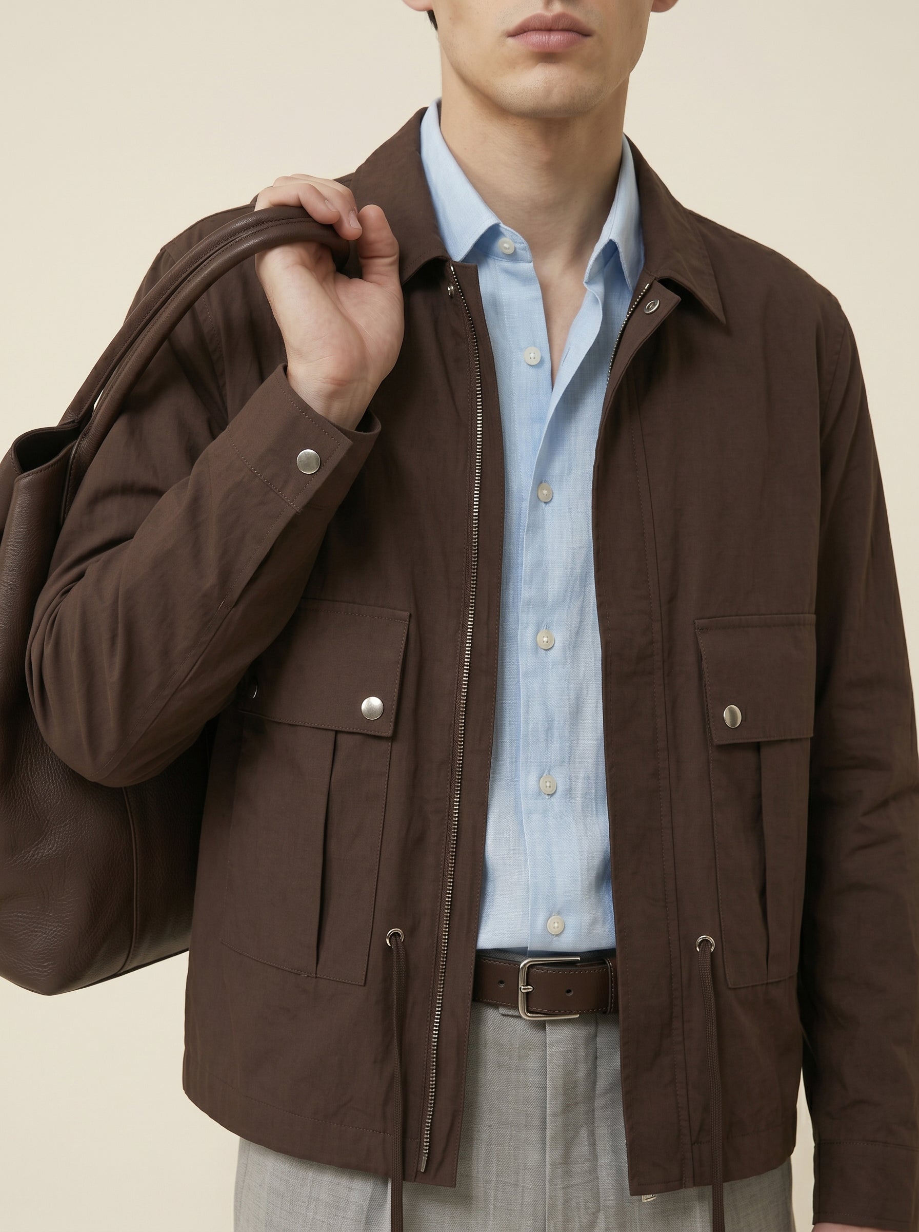 Matteo Viscose-Cotton Belted Track Jacket