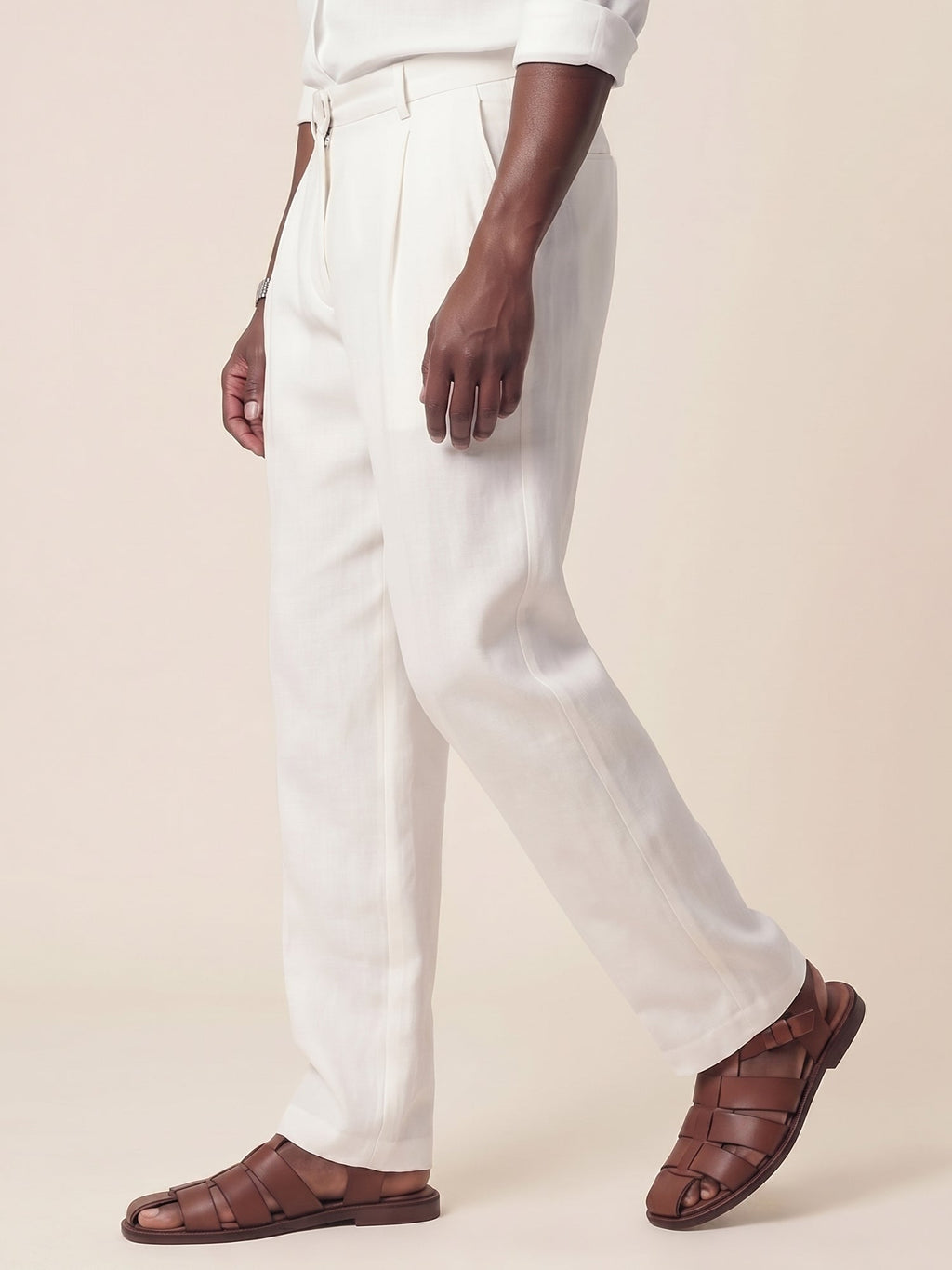 Alessio Linen-Viscose Pleated Trousers