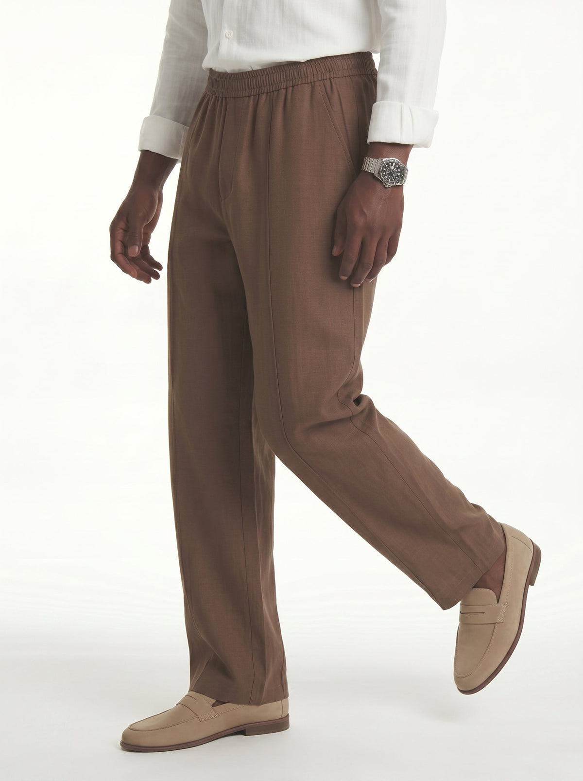Lorenzo Linen-Cotton Drawstring Trousers