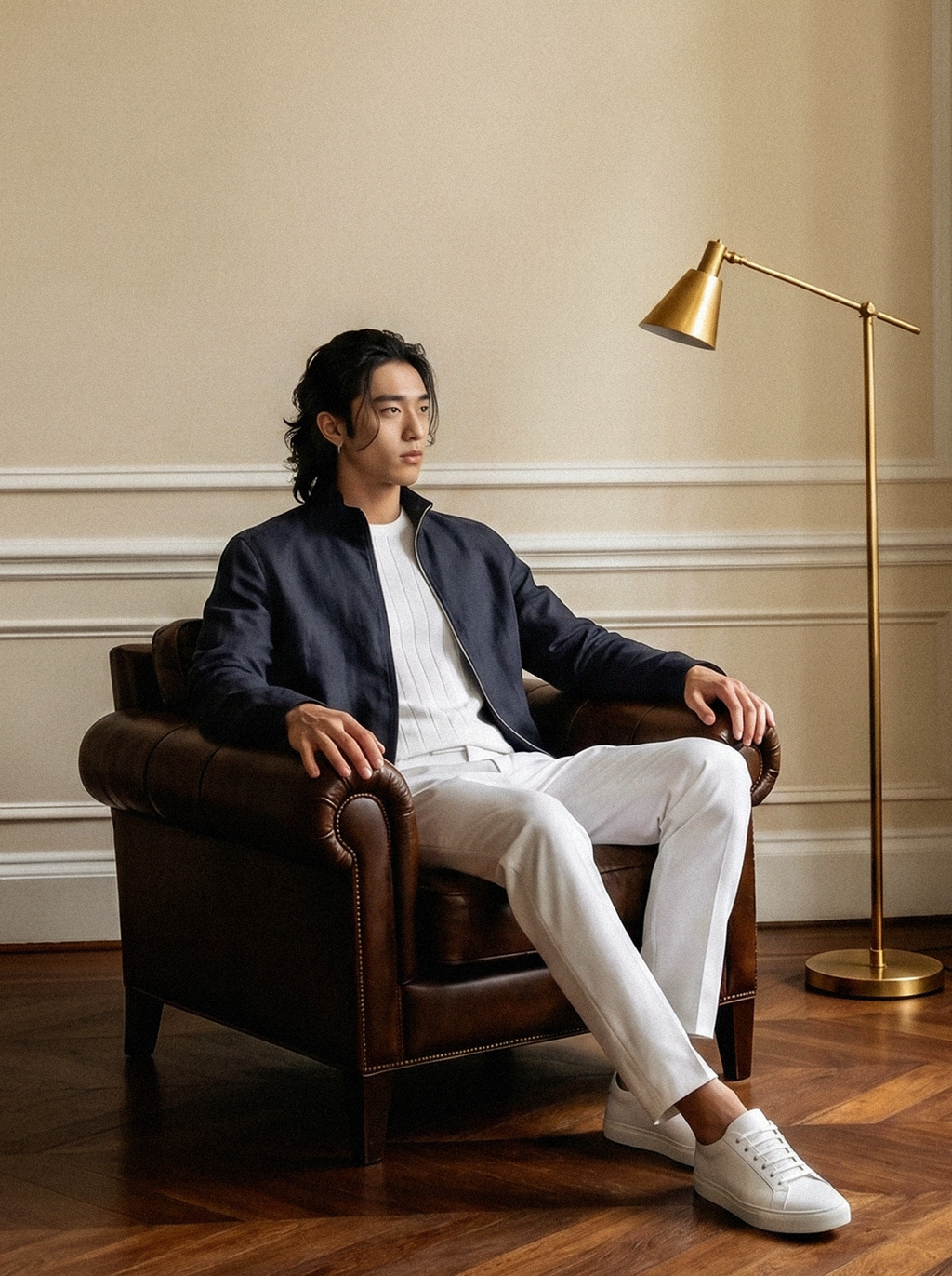 Arden Cotton-Lyocell Tailored Trousers (Pure White)