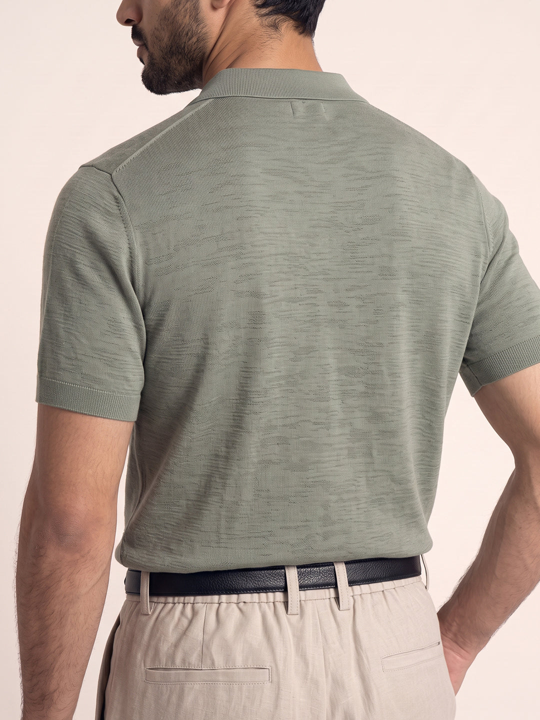 Bastien One-Button Polo (Soft Sage)