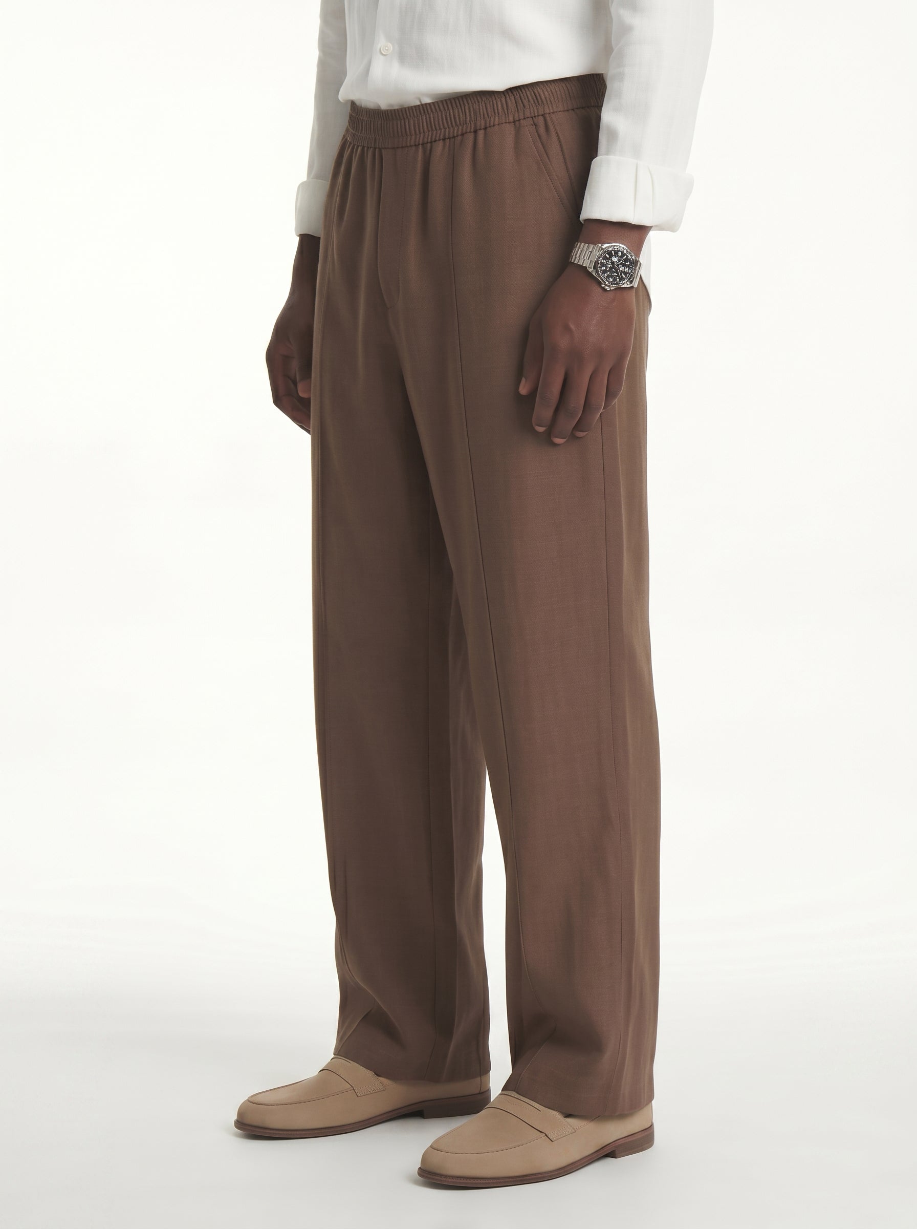 Lorenzo Linen-Cotton Drawstring Trousers