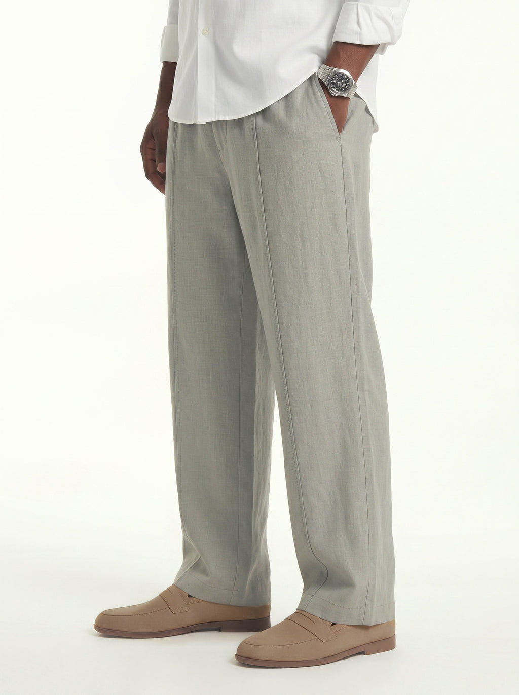 Lorenzo Linen-Cotton Drawstring Trousers