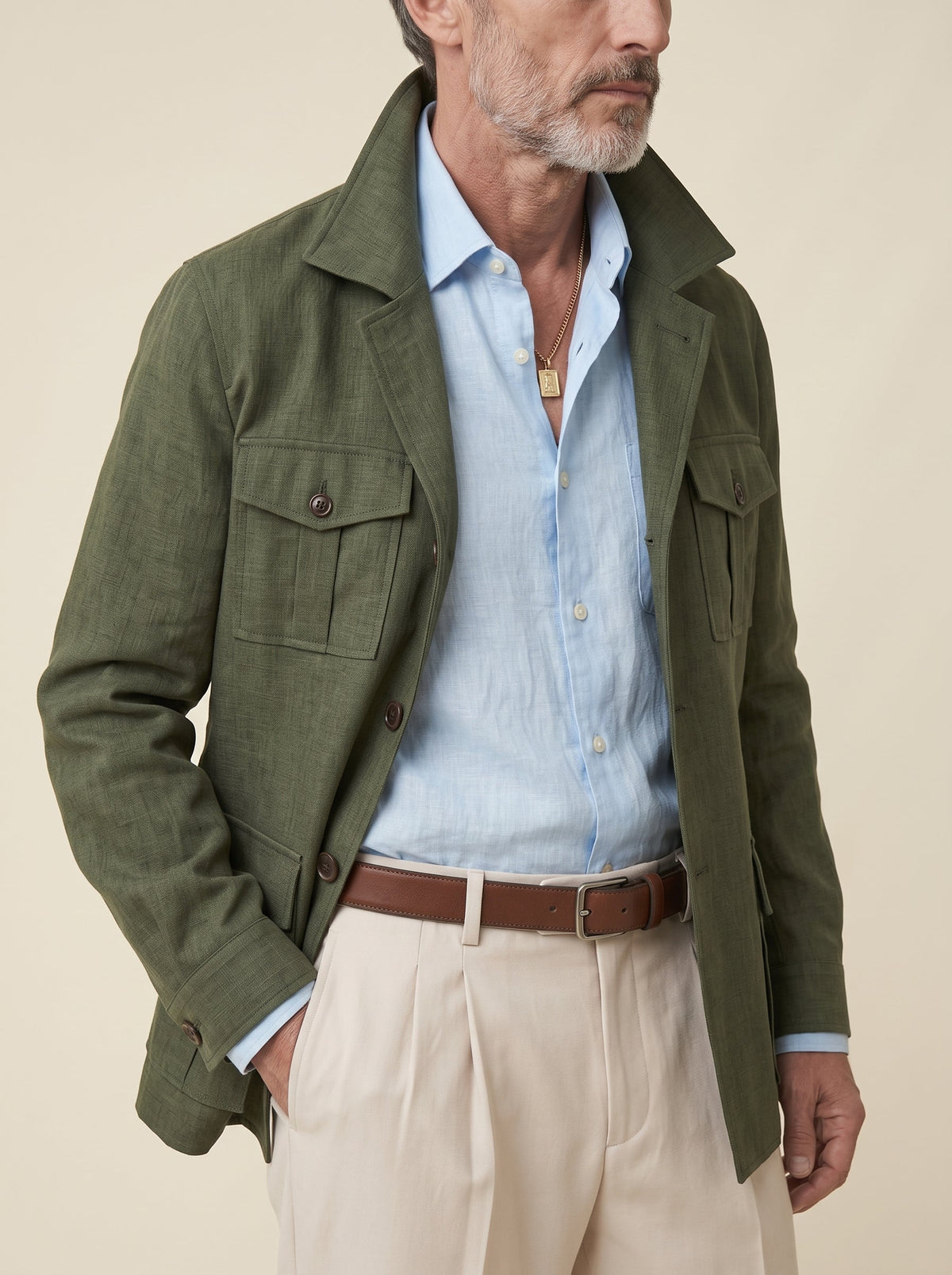 Lorenzo French Linen Safari Jacket
