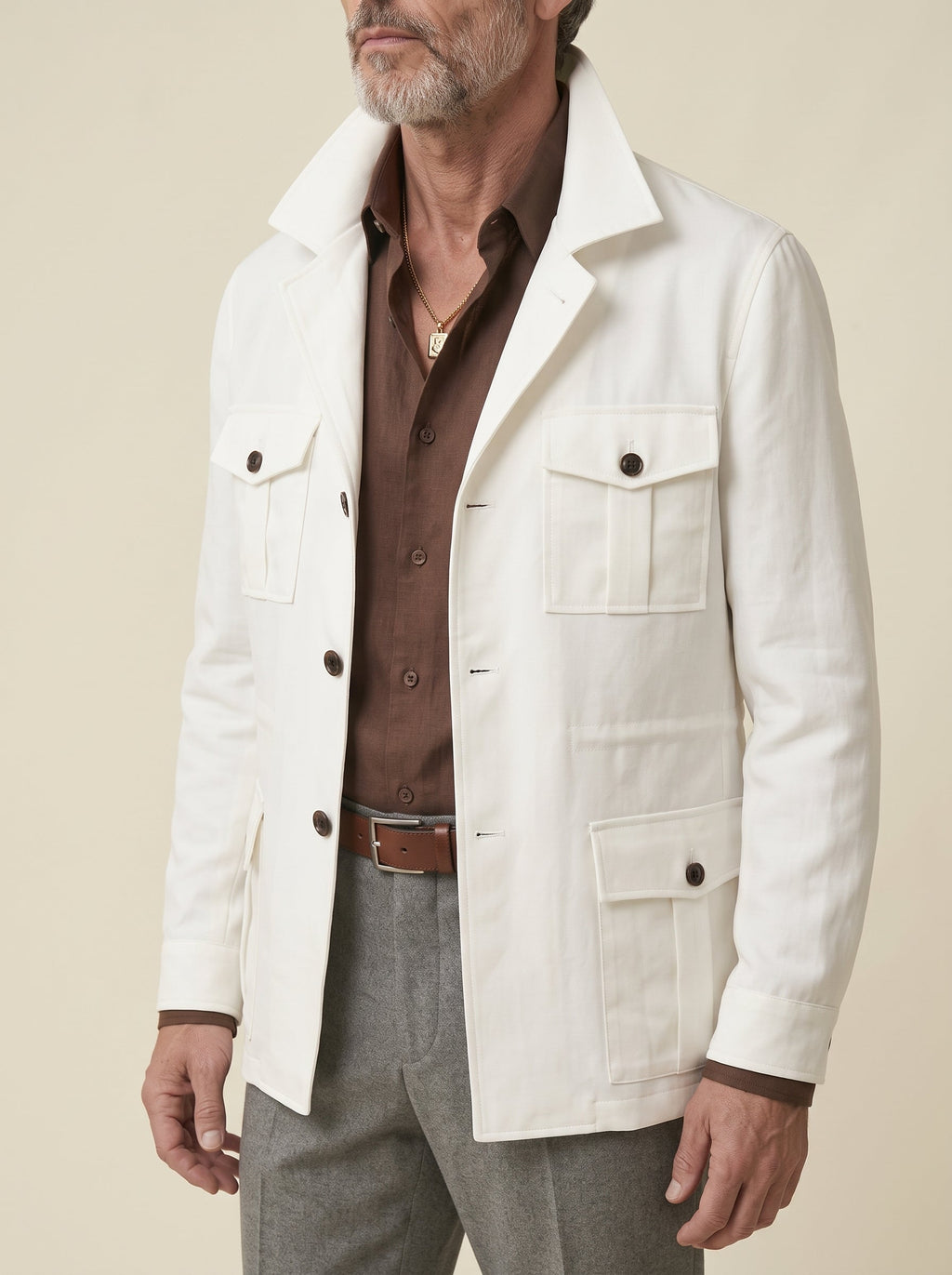 Lorenzo French Linen Safari Jacket