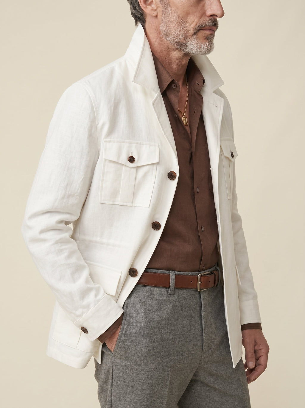 Lorenzo French Linen Safari Jacket