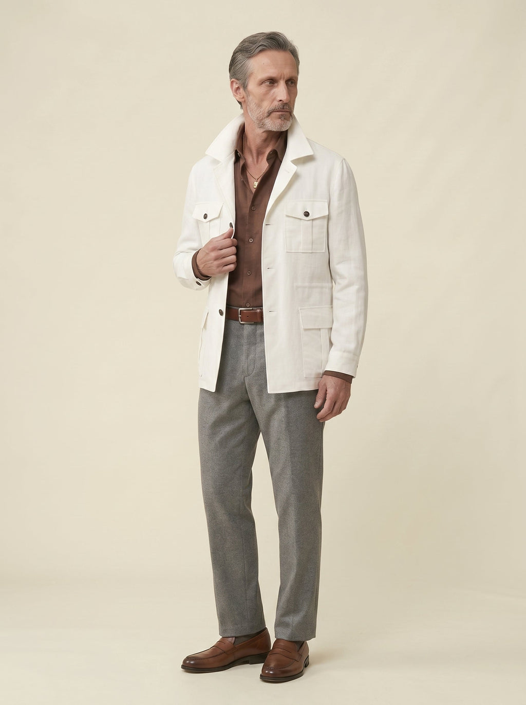 Lorenzo French Linen Safari Jacket