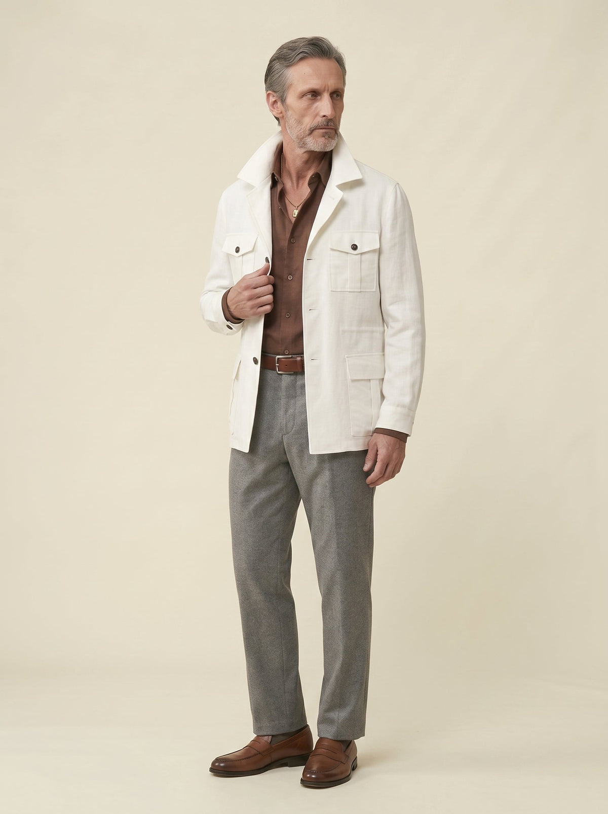 Lorenzo French Linen Safari Jacket