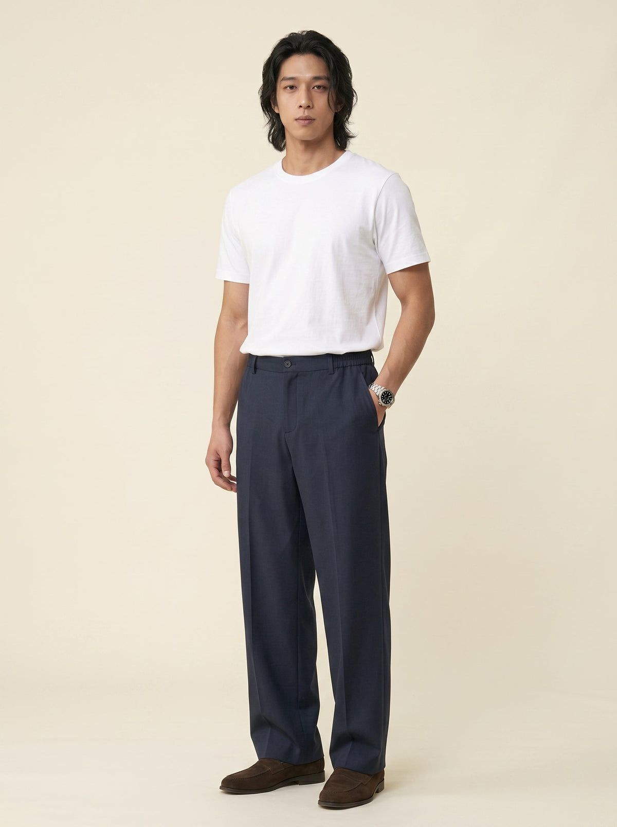 Adrian Wool-Blend Straight Trousers