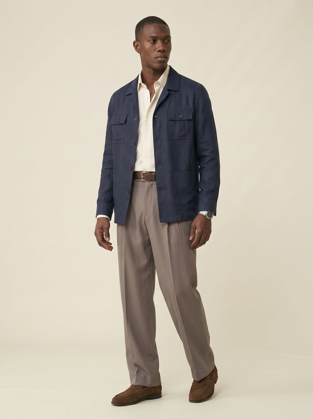 Adrien Silk-Linen Safari Jacket