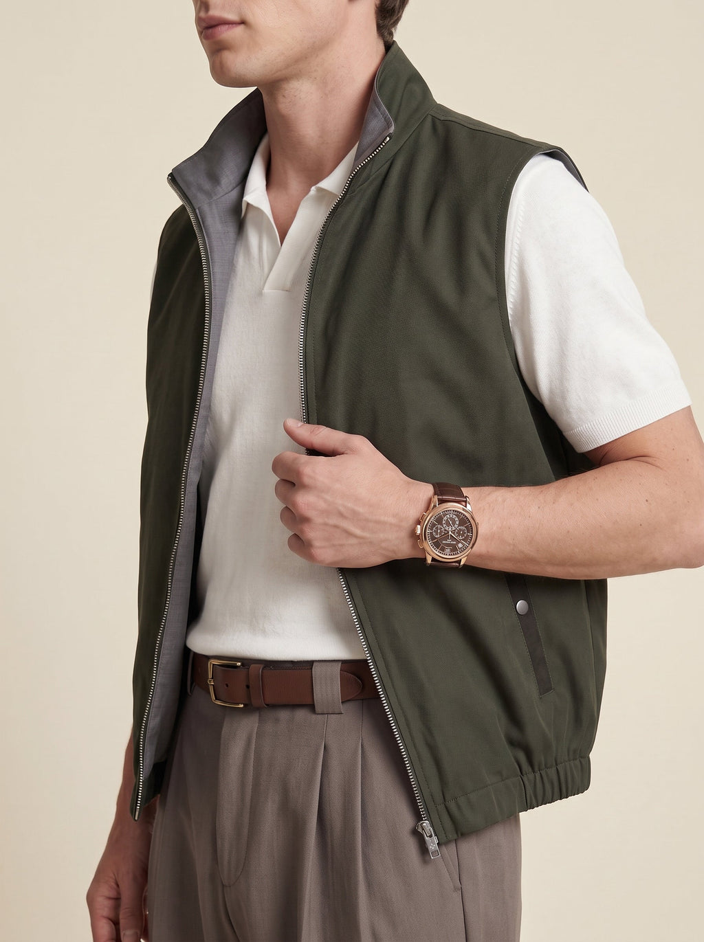 Benedict Pure Wool Stand-Collar Vest