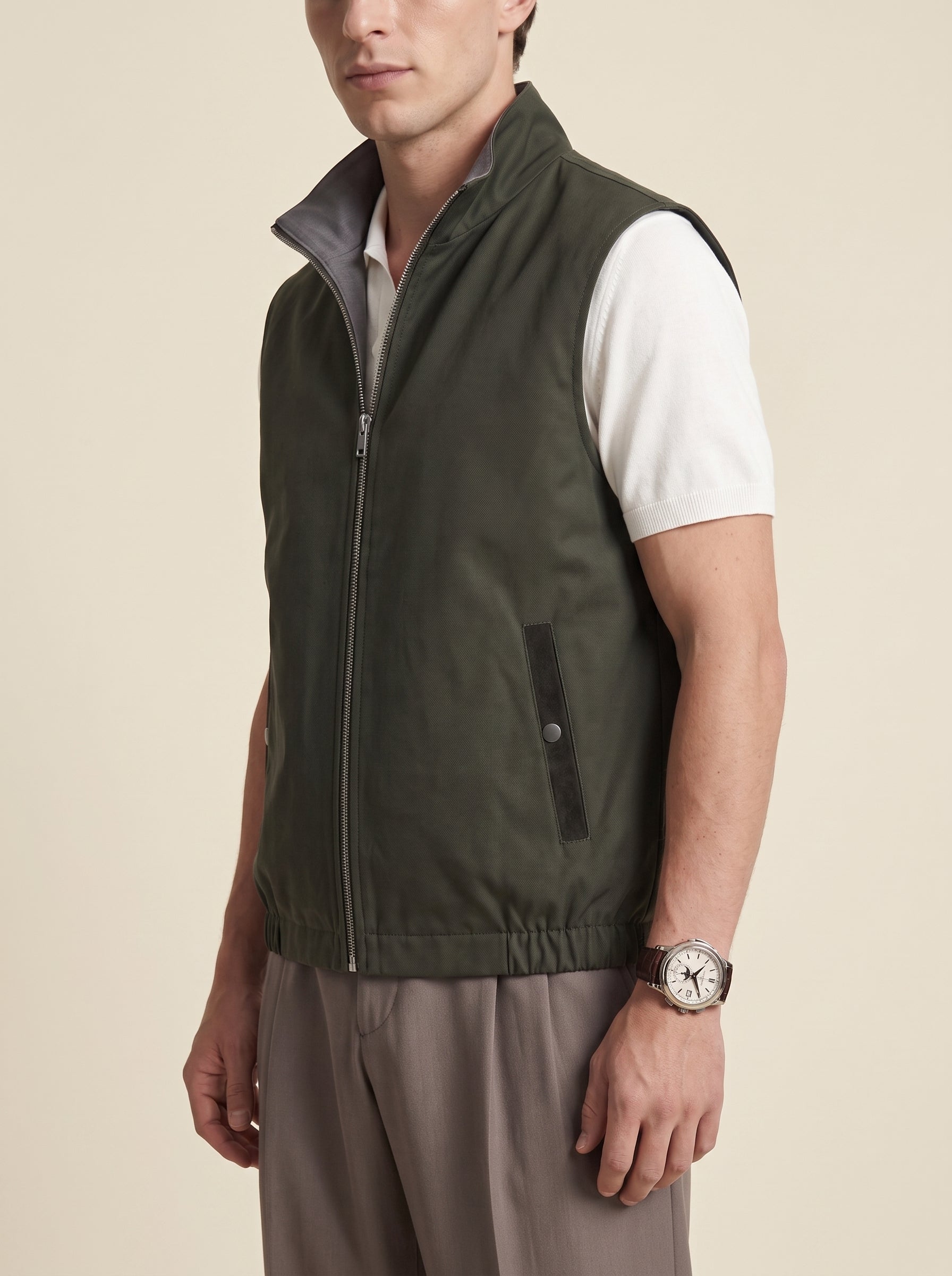 Benedict Pure Wool Stand-Collar Vest