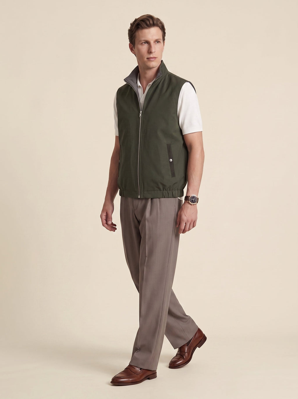 Benedict Pure Wool Stand-Collar Vest
