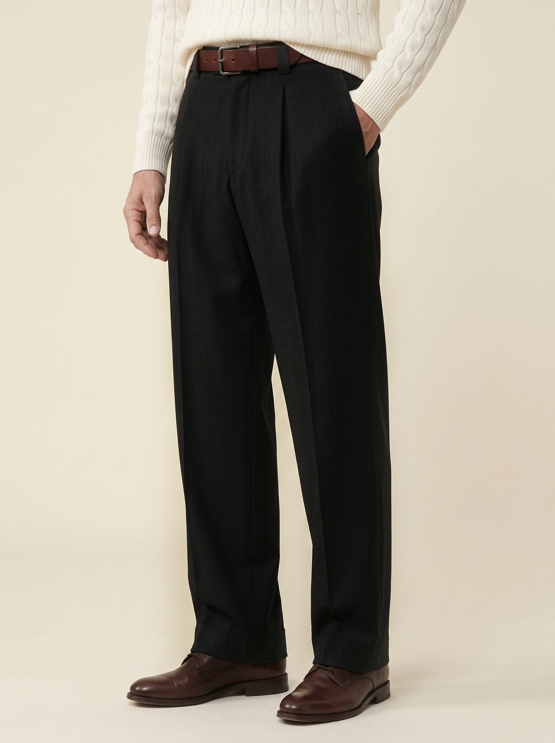 Lorenzo Pleated Wool Trousers