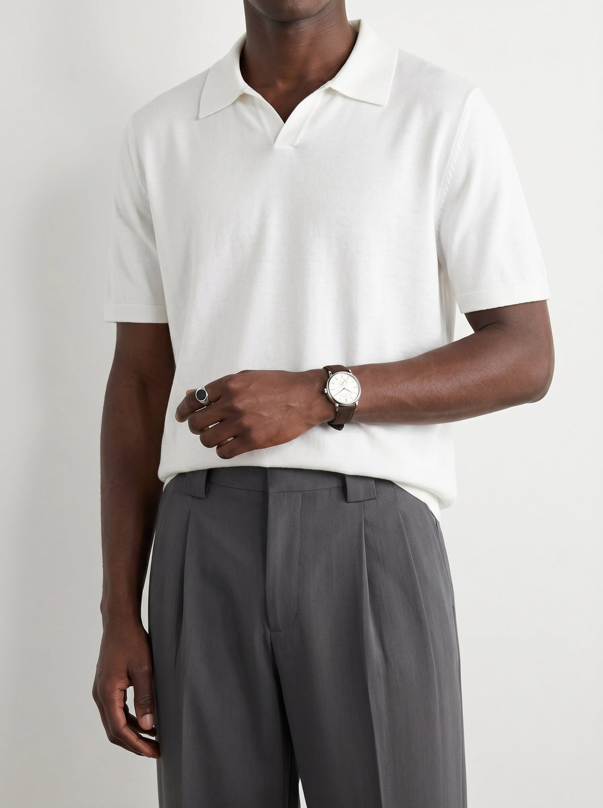 Arden Cotton-Lyocell Tailored Trousers (Charcoal Grey)