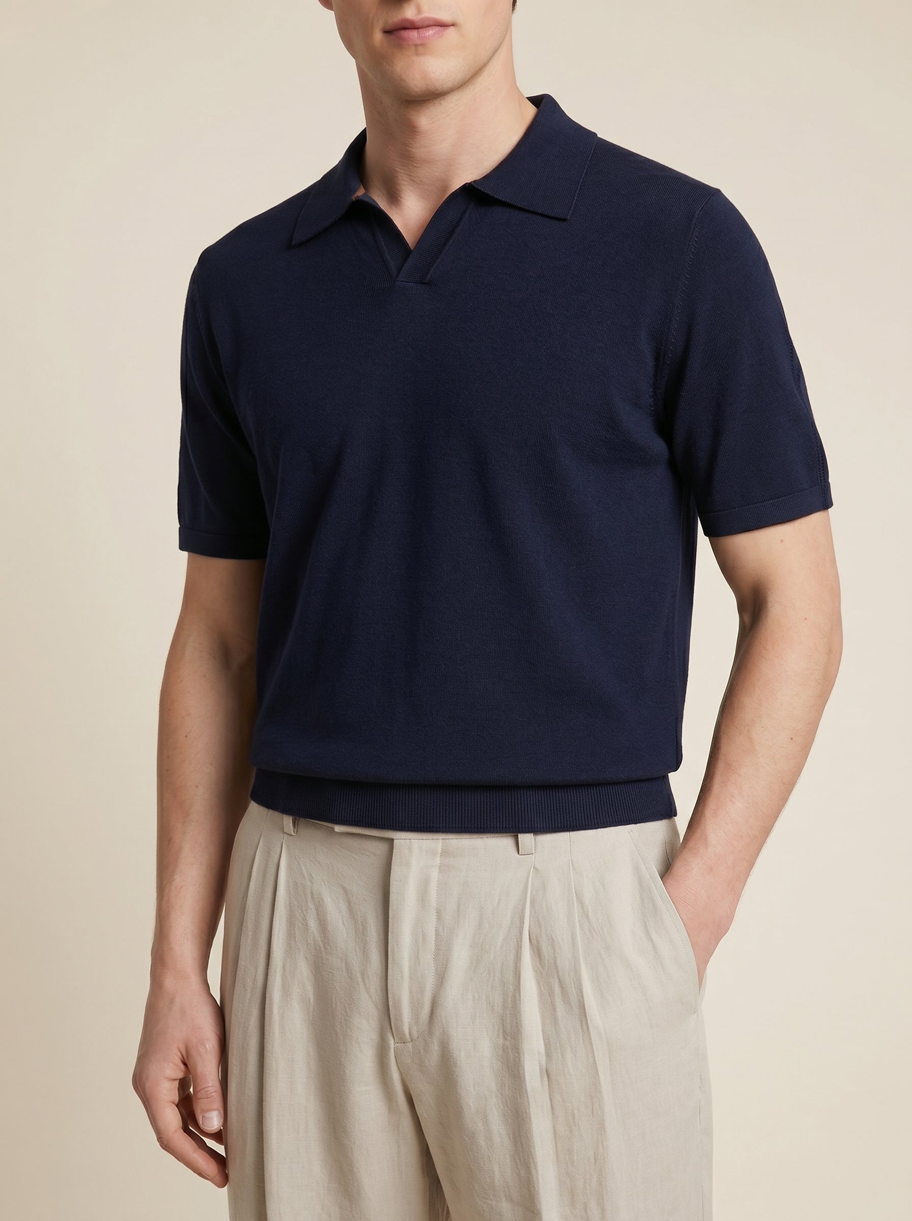 Adrien Open-Collar Polo