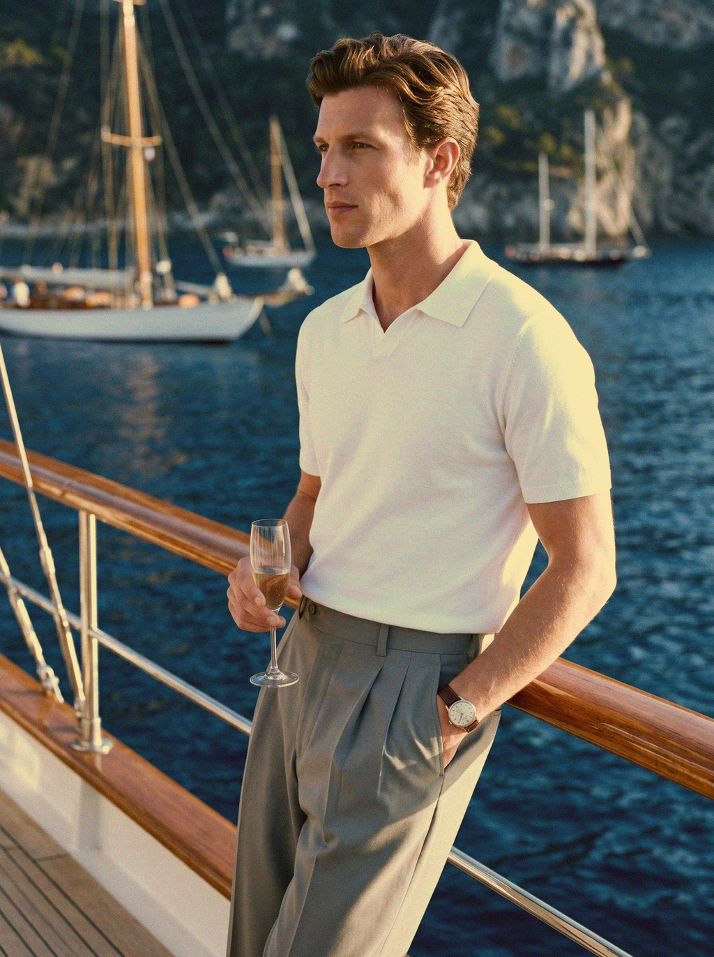 Adrien Open-Collar Polo