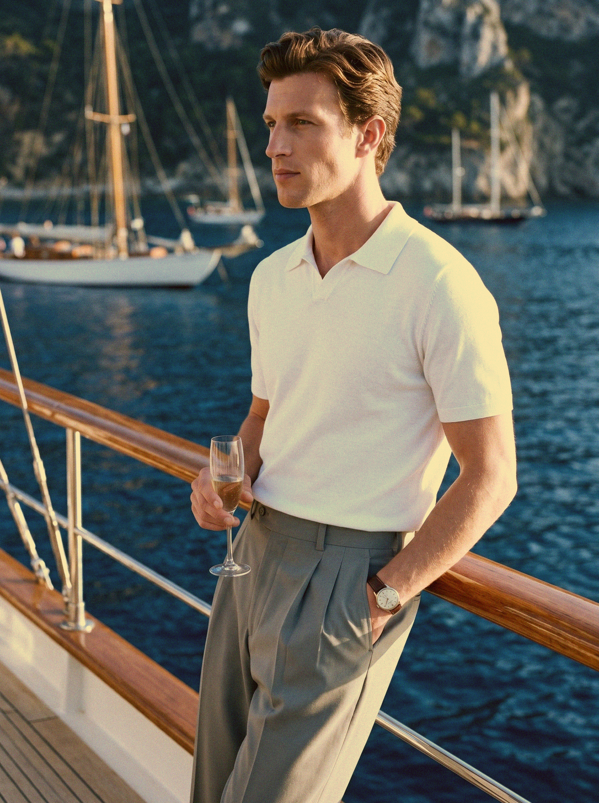 Adrien Open-Collar Polo