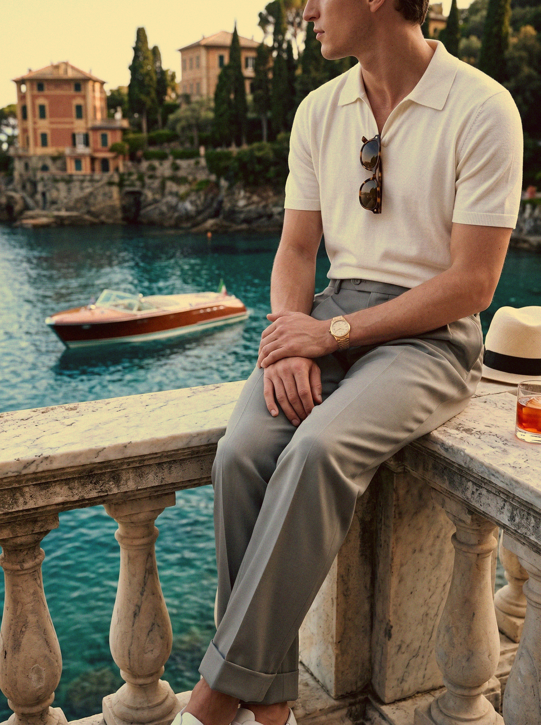 Adrien Open-Collar Polo